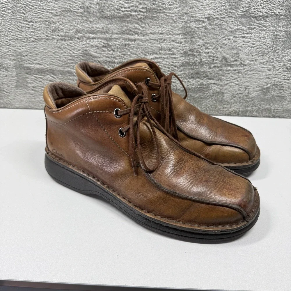 Clarks Active Mens US Size 9.5 Boots 30087 Tan Leather Dress Shoes